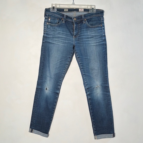 ADRIANO GOLDSCMEIED Stilt Roll-Up Cigarette Distressed Classic Wash Jeans SZ 29R - Picture 2 of 16